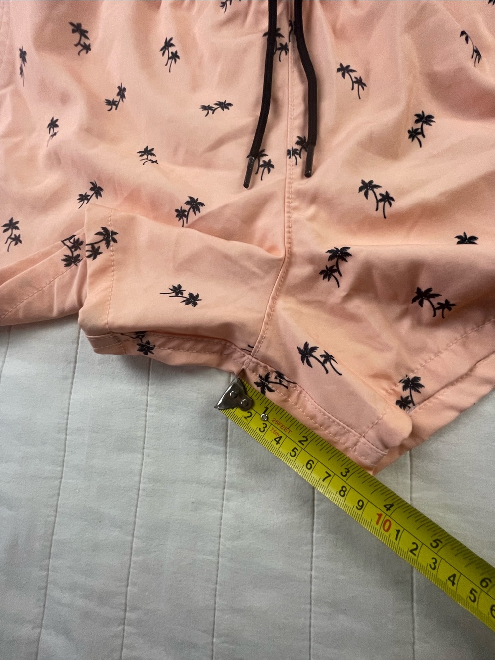 Hollister Peach Swim Trunks Shorts with Black Palm Print Medium - Picture 3 of 6